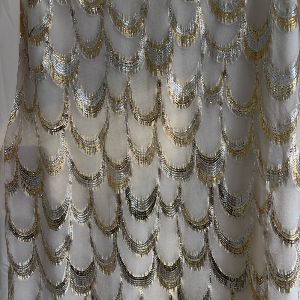 NWT Skies Are Blue Elegant Gold/Silver Ivory Dress, Size Medium - Picture 2 of 11